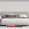 Cozy Modern Double Bed with Upholstered Headboard and Nightstands with Plant Decor
