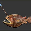 Realistic Angler Fish Character With Open Mouth Sharp Teeth And Blue Lure 3d model