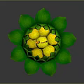 Decorative Green Lotus Shaped Plant With Yellow Center And Burning Candles Incense Sticks