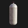 White Gas Cylinder With Worn Surface Red Black Valve On Black Background
