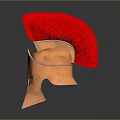 Ancient Greek Style Copper Helmet Sculpture With Red Plume Decoration