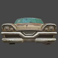 Vintage Yellow Rusty Car With White Roof And Classic Rusted Exterior 3d model
