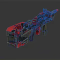 Red And Gray Futuristic Sci-Fi Weapon With Barrel Grip And Mechanical Details