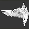Luxurious Elegant Silver Jewelry Pendant Featuring Intricate Wings And Crown Design Details