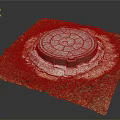 Round Manhole Cover Outdoor Scene With Green Grass And Surrounding Soil