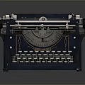 Vintage Underwood Dark Blue Typewriter With Retro Design And Round Keys