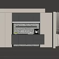 Modern Open Kitchen Interior Featuring Stylish Wine Cabinet And Countertop