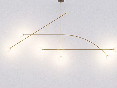 Modern Gold Metal Pendant Light With Curved Lines And Multiple Bulbs Design 3d model