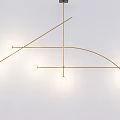 Modern Gold Metal Pendant Light With Curved Lines And Multiple Bulbs Design