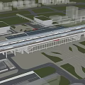 Aerial View Of Modern High speed Railway Station Architecture And Surroundings