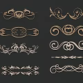 Ornate Decorative Carvings with Scroll Patterns and Floral Motifs for Classic Interior Design Elements 3d model