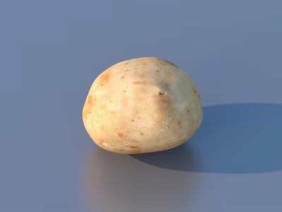 Fresh Natural Potato With Round Shape And Surface Spots On Blue Background 3d model