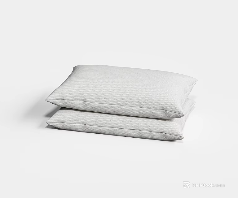 Two Soft Gray Decorative Pillows Stacked On White Background For Home Decoration 3d model 