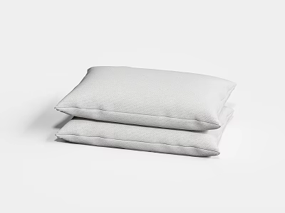 Two Soft Gray Decorative Pillows Stacked On White Background For Home Decoration 3d model