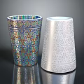Elegant Cups Featuring Colorful And Silver Intricate Floral Patterns