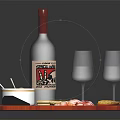 Charcuterie Platter with Sliced Meats Cheese Crackers Dip and Red Wine Glasses