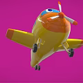 Yellow Electric Toy Airplane With Cute Design Blue Windows Orange Nose Propeller And Wheels