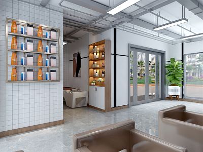 Modern Barber Shop Barber Shop Shampoo Area 3d model