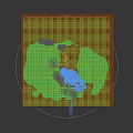 Red Leaved Arbor With Water Pond And Aquatic Plants In Grassland