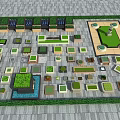 Various Tree Pits Design Examples With Green Plants And Paved Ground Setting 3d model