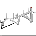 White Plastic Pipeline Structure With Multiple Branches Connections And Red Top Part