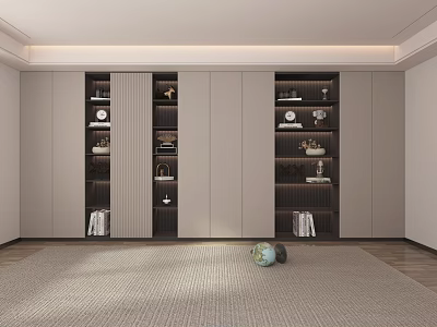 Modern Bookcase Interior Design With Layered Shelves Books And Decor Accents 3d model
