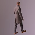 Smiling Man In Gray Long Coat White Shirt Thumbs Up On Beige Background