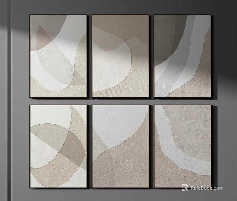 Modern Abstract Wall Art With Curved Lines And Neutral Tones For Home Decoration 3d model 