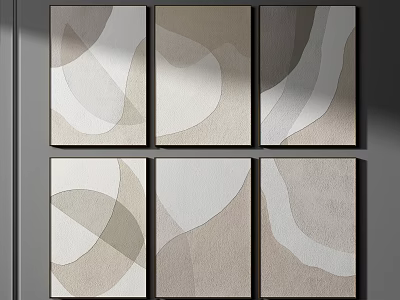Modern Abstract Wall Art With Curved Lines And Neutral Tones For Home Decoration 3d model