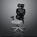 Modern Office Chair With Black Mesh Back White Seat Headrest And Armrests