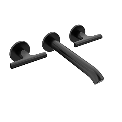 Black Modern Bathroom Faucet with Two Handles and Sleek Design for Contemporary Home Decor 3d model