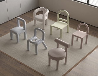 Modern Cream Children's Chair 3d model