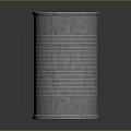 Silver Industrial Metal Can With Ribbed Surface Standing On Dark Shiny Background