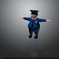 3D Cartoon Police Character Model With Blue Uniform And Outstretched Arms
