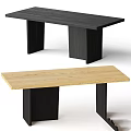 Long Wooden Table And Bench With Black Legs In Modern Design