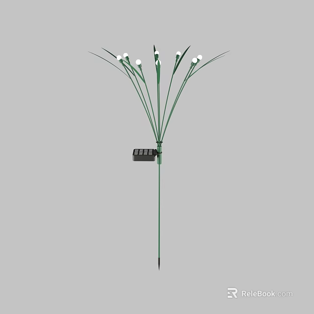 Solar Powered Outdoor Lights With Green Stem And Decorative White LED For Garden Lawn 3d model 