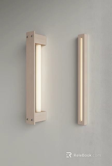 Modern Wooden Frame Wall Lamp With Soft Light For Home Interior Decor 3d model 
