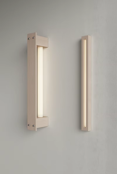 Modern Wooden Frame Wall Lamp With Soft Light For Home Interior Decor 3d model