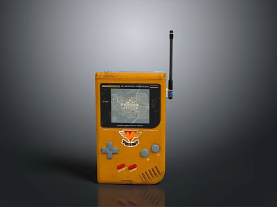 Vintage Yellow Handheld Game Console With Antenna Game Screen And Buttons 3d model