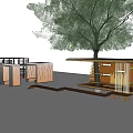 Modern Pergola With Glass Canopy And Metal Supports Near Building And Greenery Design