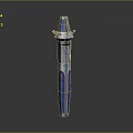 Futuristic Sci-Fi Weapon With Long Cylindrical Body Blue Black Metallic Design And Spiked Top