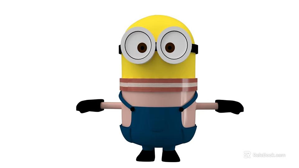 Cute Minion Toy With Yellow Body Large Eyes And Blue Overalls 3d model 