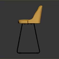 Stylish Yellow Tufted Bar Stool With Leather Upholstery And Black Metal Legs