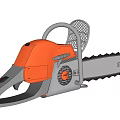 SIMO Chainsaw Weapon With Orange Silver Design And Sharp Cutting Chain 3d model