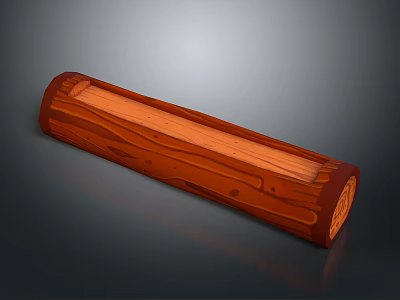 Natural Wooden Long Tray with Smooth Surface and Rustic Wood Grain Design 3d model