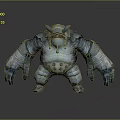 Blue Horned Armored Creature Character With Muscular Build Claws And Abdominal Orbs