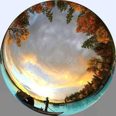360 Panorama Autumn Fishing Maple 3d model