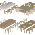 Modern children'study table and chair combination 3d model