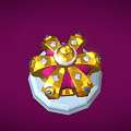 Golden Crown Jewelry With Colorful Gemstones On White Base Purple Background
