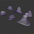 Multiple Silver Metallic Helmets Various Ancient Warrior Weaponry Headgear Designs
